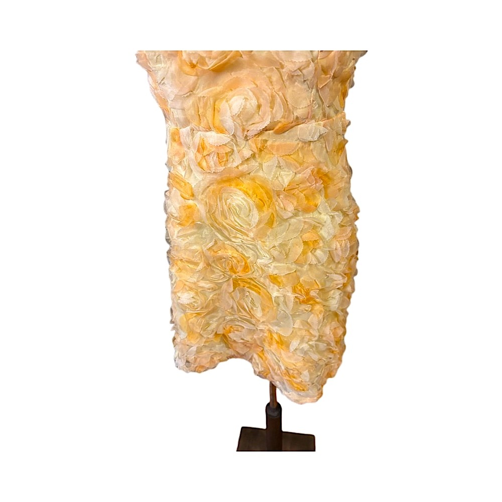 ANGEL BIBA Strapless Mini Rosette Dress in Orange and Cream - Picture 6 of 13